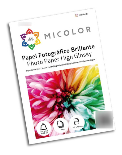 Papel Fotografico Glossy A3 / 180g / 50 Hojas