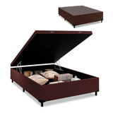 Cama Box Com Baú Casal Prince Suede Marrom