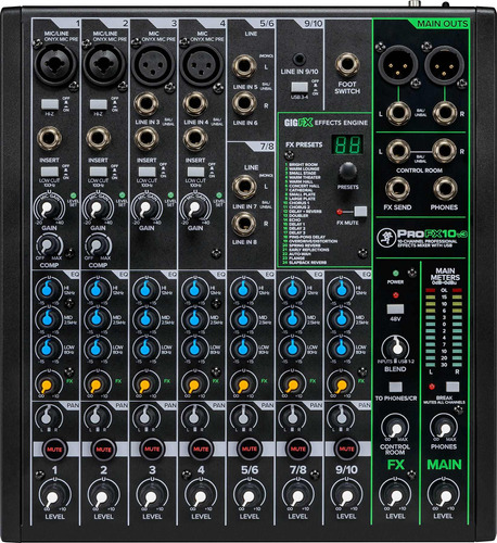 Mixer Mackie Profx10v3, 10 Canales, Interfaz Usb, Fx