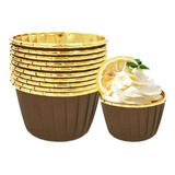 Capacillos Metalizados 12 Pz Café Dorado Cupcakes Muffin 