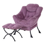 Sillón Con Reposapiés Morado Moderno Para Sala O Dormitorio