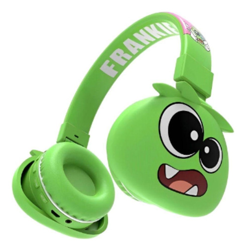 Fone Infantil Design Monstrinho Bluetooth Ou Com Fio Verde