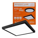 Plafon Painel Led Sobrepor 30cm Quadrado Preto 24w 6500k Branco Frio