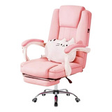 Cadeira Home Office Com 7 Pontos De Massagem E Apoio Ao Pé Cor Rosa Material Do Estofamento Couro Sintético