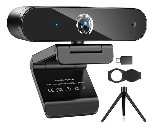 Webcam 4k Micrófono, Cámara Web Autofocus 4k Cubierta...