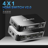 Chaveador Switch Hub Hdmi 4x1 4k Com Fonte Controle Remoto