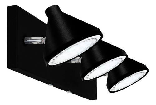 Lampara Aplique Pared Moderno Spot Negro Movil 3 Luces Led