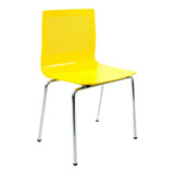 Silla Plástica Apilable Caño Cromado Cocina Comedor Hogar Anana De Fabrica - Estructura De La Silla Amarillo