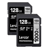 Pack 2 Cartões Memoria Sd Lexar 128gb 1000x Professional