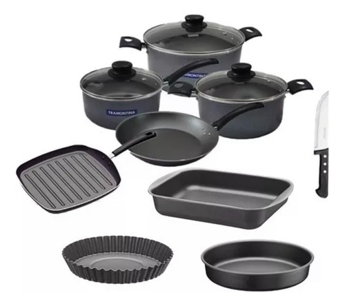 Set Bateria Cocina Tramontina 8 Unidades Teflon Mas Cuchilla