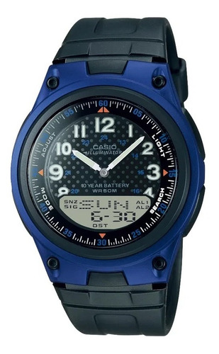 Reloj Casio Modelo Aw 80 Extensible De Caucho Caratula Azul