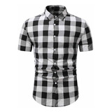 Camisa Casual A Cuadros En U Tops De Verano Para Hombre, Cam