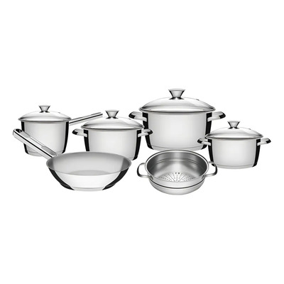 Batería De Cocina Tramontina Allegra Acero Inoxidable 6 Pzs Color Plateado | Meses sin interés