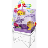 Gaiola Hamster Labirinto Tubos 3 Andares Com Suporte