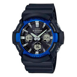 Reloj Casio G-shock Standard Original Para Hombre E-watch Color De La Correa Negro Color Del Bisel Azul Color Del Fondo Negro