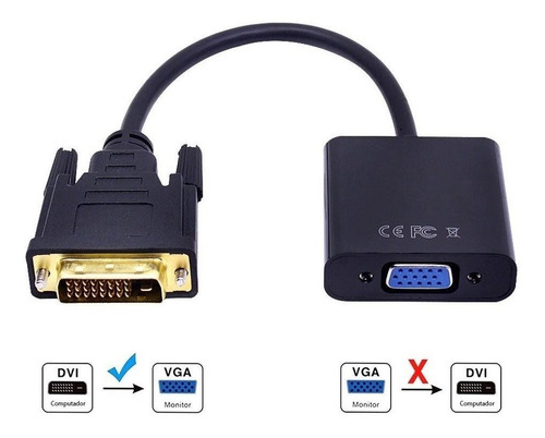 Conversor Adaptador Dvi-d 24+1 Macho P/ Vga 15 Pinos Fêmea