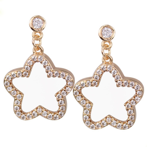 Aretes Oro Lamin 18k De Estrellas Con Cristales Swarovski