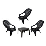 Sillon Siesta Mascardi Negro X3 + Mesita Skarpo