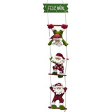 Pendente Porta Arvore Bonecos Natal Escada Papai Noel 107cm