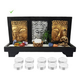 Jardim Zen Altar Buda Hindu Porta Vela Chakras C/ 10 Velas