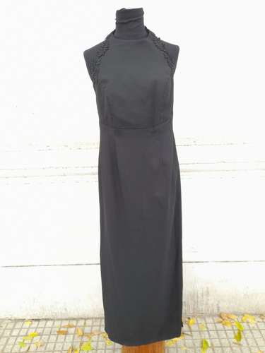 Vestido De Fiesta Negro Con Apliques