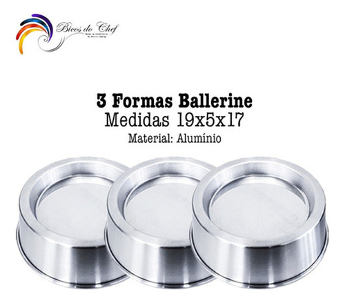 3 Formas Ballerine 17x5x19 Em Alumínio