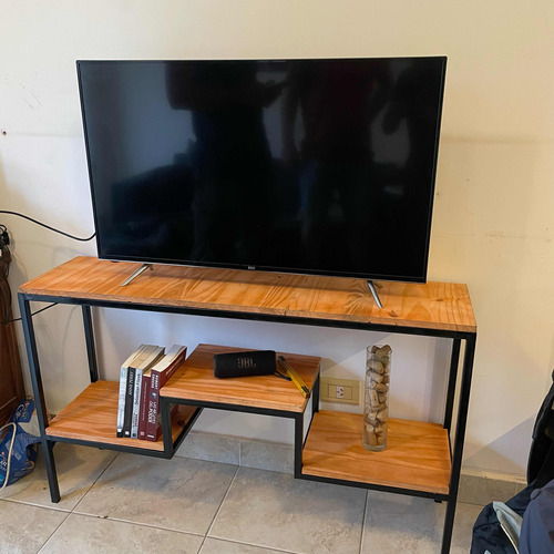 Mesa Rack Para Tv Hierro Y Madera Estilo Industrial