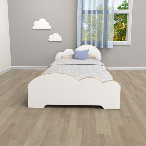 Cama Nimbo Montessori Melamina Blanca 1.90mts Para Niños/as 