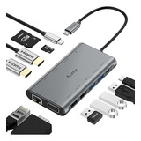 Hub Usb C Con 2 Hdmi Vga Pd Ethernet Lectores De Tarjetas Sd