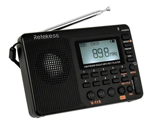 Gravador De Rádio Portátil Am Fm Mp3 Retekess V-115-on Venda