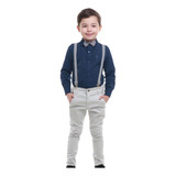 Conjunto Social Infantil Masculino Cinza Com Suspensório 