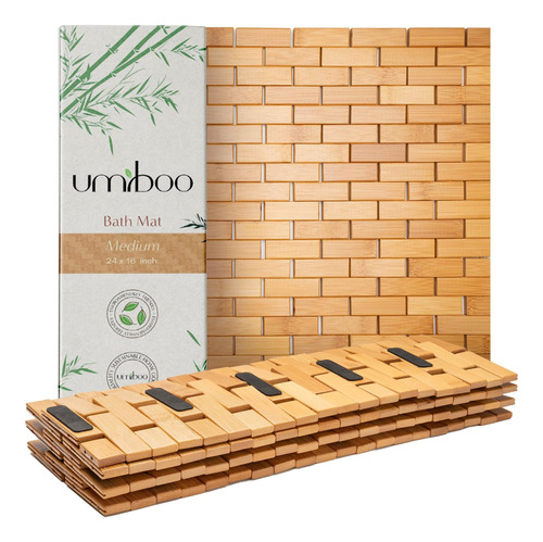 Umiboo Alfombra De Baño De Bambú (24 X 16 Pulgadas, Mediana)