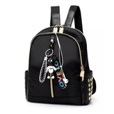 Mochila Mini Impermeable Negro Con Dorado Love + Llavero