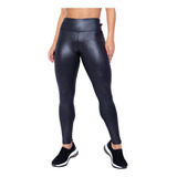 Calça Legging Cirre Cintura Alta Brilho Molhado Couro Lycra