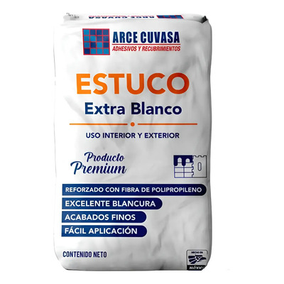 Estuco Cuvasa Extra Blanco Con Fibra De Polipropileno 20kg | Envío gratis