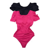 Kit 2 Pecas Body Blusinha Manga Bufante Curta Pinki Preto