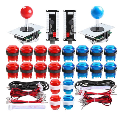 Kit De Piezas De Bricolaje Para Juegos De Arcade Rojo Azul