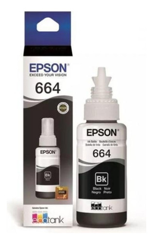 Tinta Epson T664 Negro Original L355 L380 L395 L495 L1300