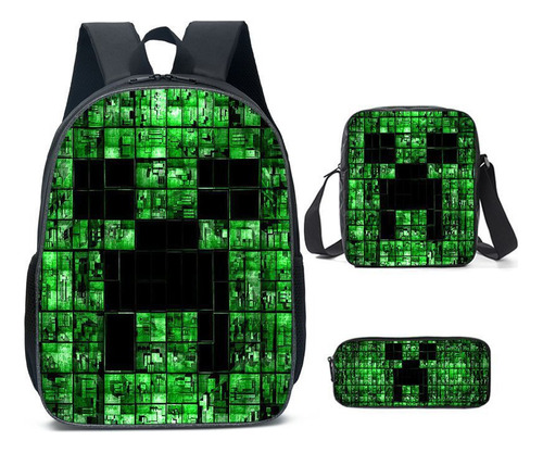 Lmx Set De 3 Piezas De Mochila Escolar Minecraft Raw Al Por