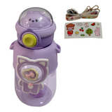 Garrafa Infantil Squeeze Bichinho Portátil C/ Canudo E Alça