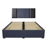 Cama Recamara - Base Box Cabecera Roma Azul Queen Size