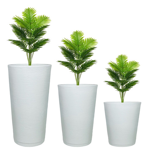 Kit 3 Vasos Planta Grande Coluna Cone Classico Prato Jardim