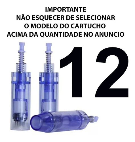 20 Cartuchos Azul Dermapen 12 36 Agulhas A1 A6 N2 M5 M7 Mym