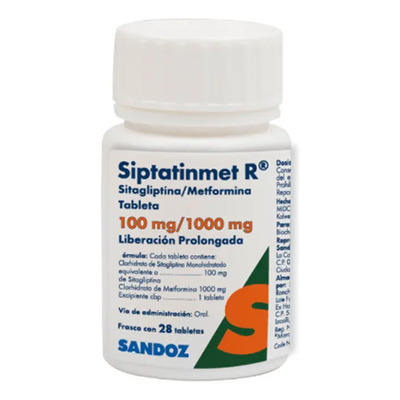 Siptatinmet R Tableta De Liberación Prolongada 100 Mg\u002F1000 Mg, 28 Tabletas | Envío gratis