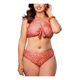 Conjunto Biquíni Plus Size Com Bojo Estampa Oncinha, Até 54