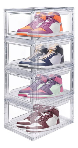 Set De 4 Cajas De Zapatos Apilables Premium Color Transparen