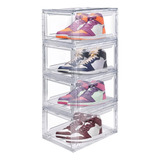 Set De 4 Cajas De Zapatos Apilables Premium Color Transparente