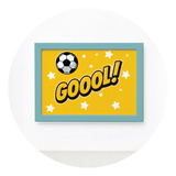 Quadro Infantil Futebol Gol Amarelo 22x32 Moldura Azul