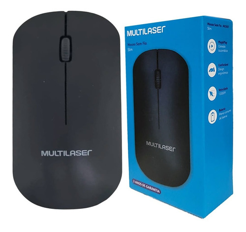 Mouse Sem Fio Ultra Slim Fino Ergonômico Wireless Pc 1200dpi