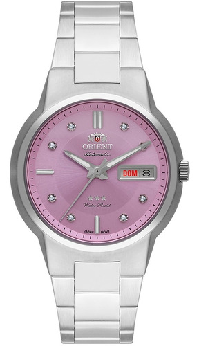 Relógio Orient F49ss024l R1sx Automatico Automatic Rosa 024 Cor Da Correia Prata Cor Do Bisel Prata